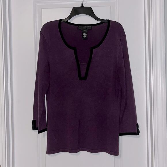 Geoffrey Beene Purple and Black 3/4 Sleeve Sweater - Picture 1 of 7